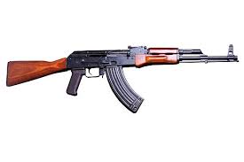 AK-47 rifle with a powerful 7.62x39mm caliber, designed for durability and performance.